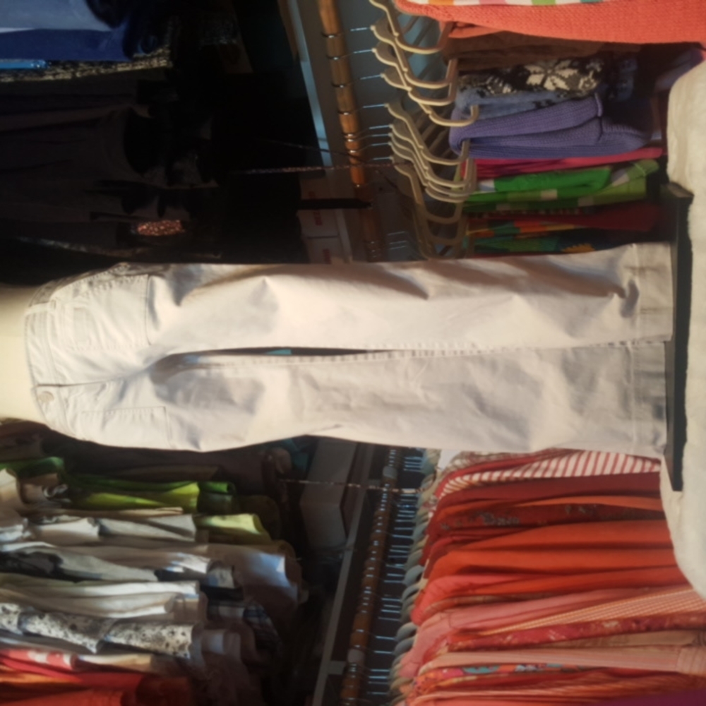 ANN TAYLOR LOFT ♡ Beautiful Vintage Cream Straight Flair Stretch Casual Pants 0